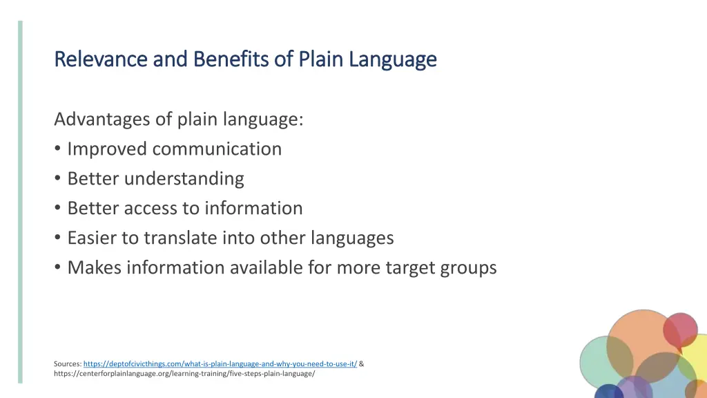 relevance and benefits of plain language
