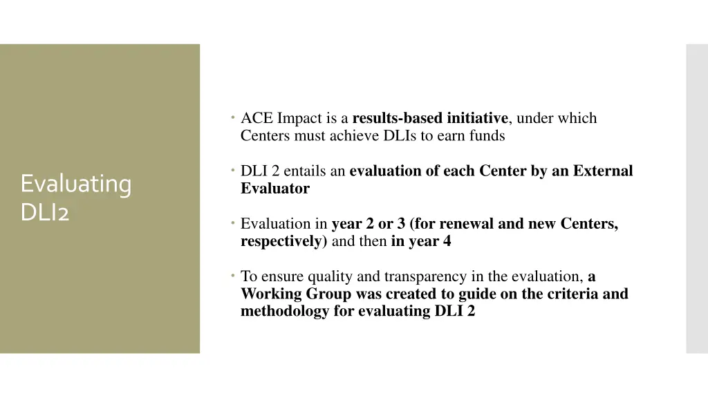 ace impact is a results based initiative under