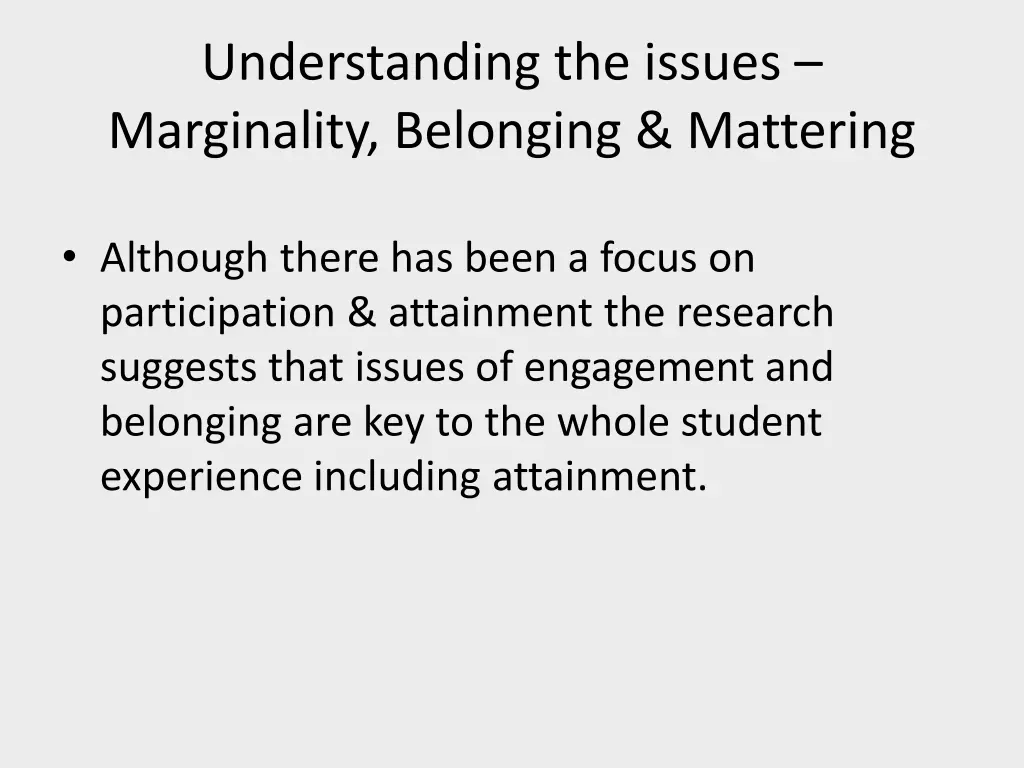 understanding the issues marginality belonging
