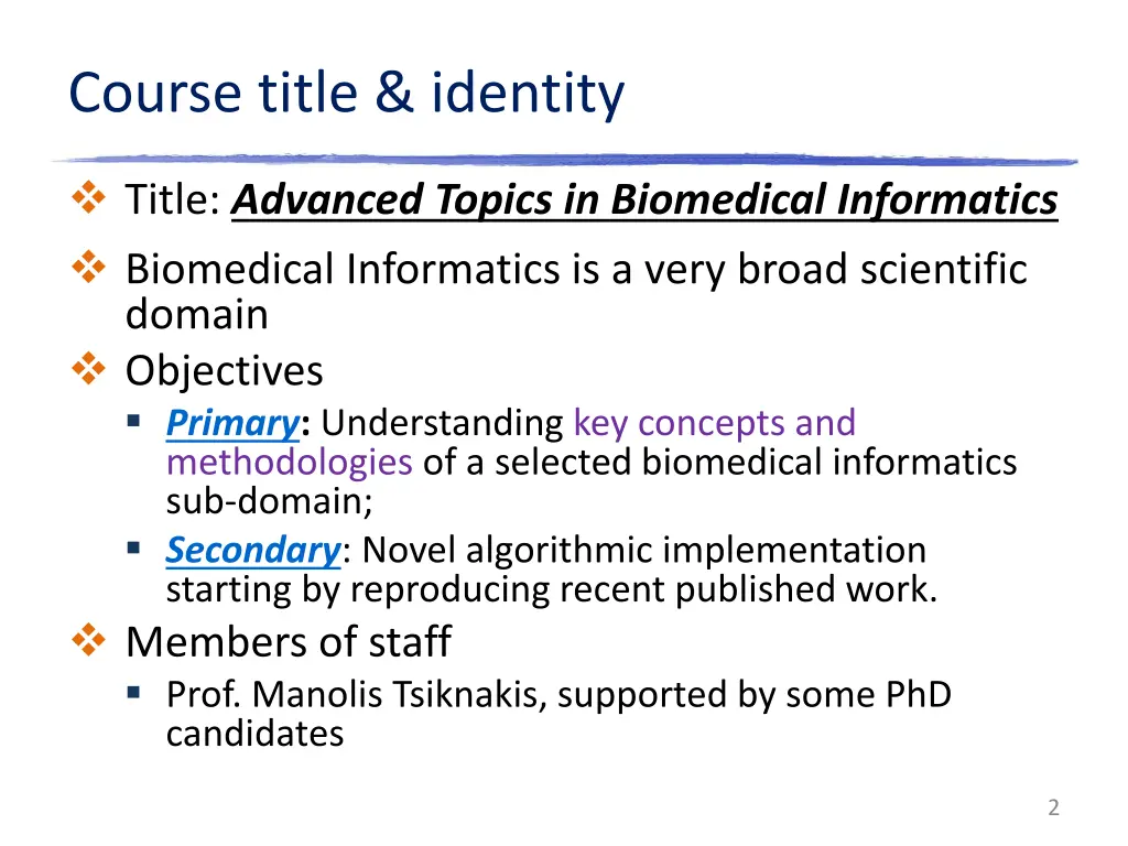 course title identity
