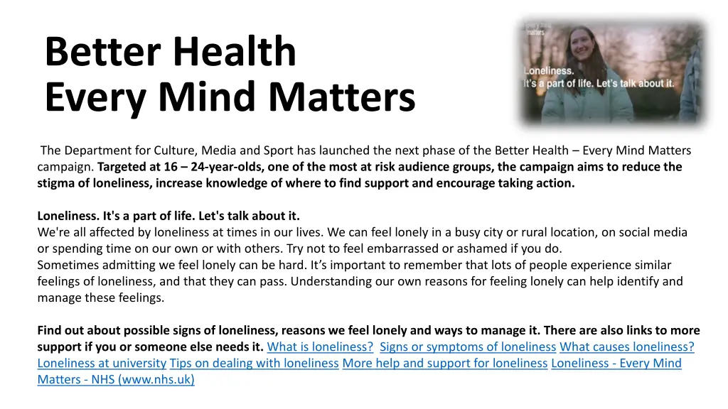 better health every mind matters