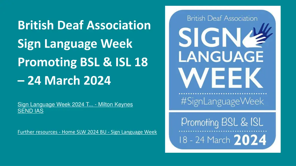 british deaf association sign language week