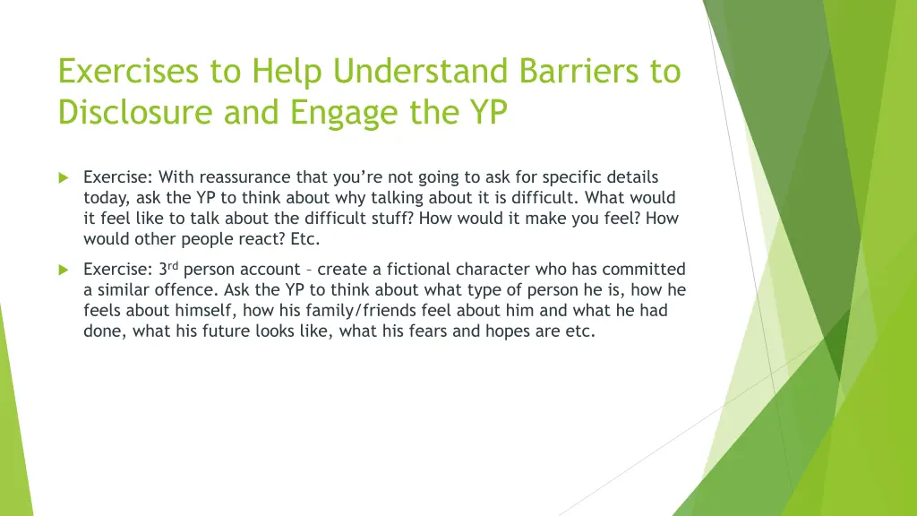 exercises to help understand barriers