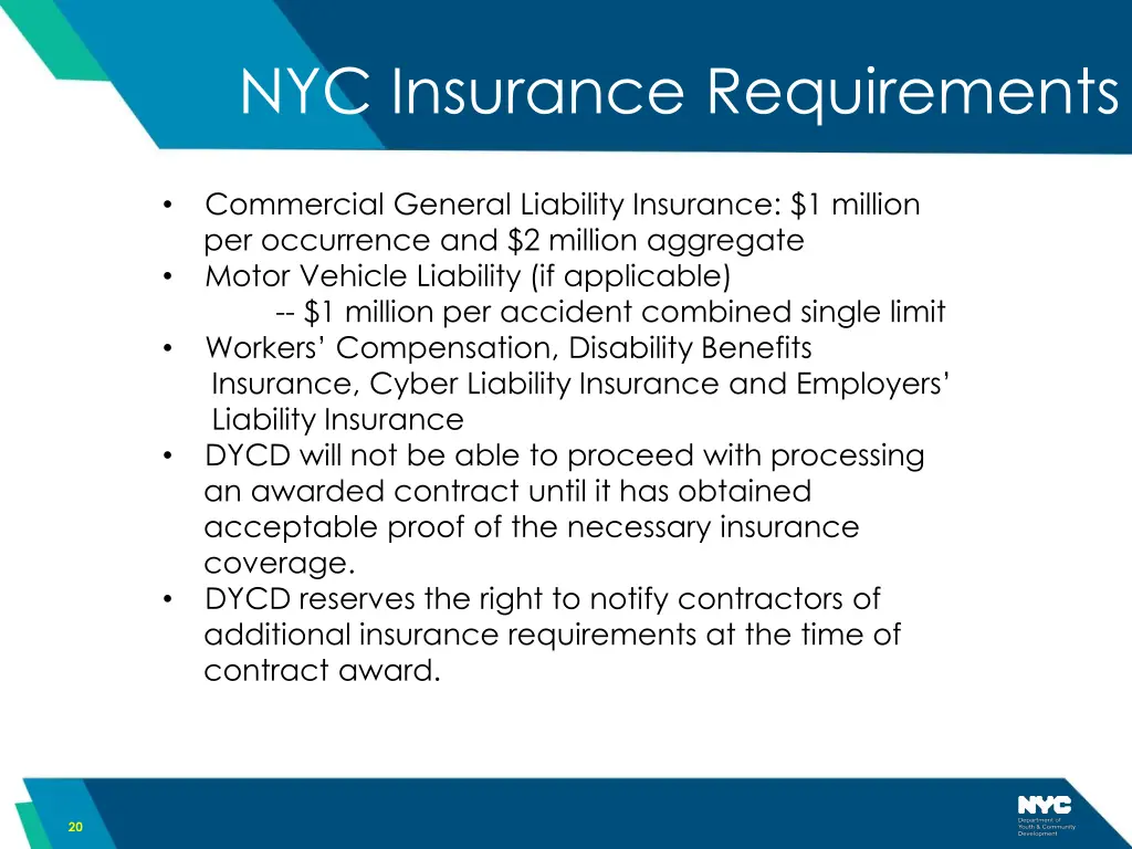 nyc insurance requirements