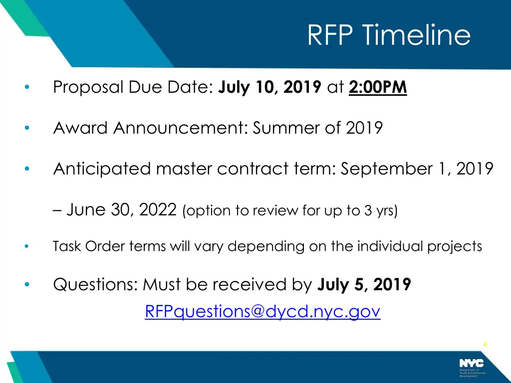 rfp timeline