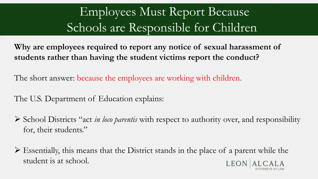 employees must report because schools