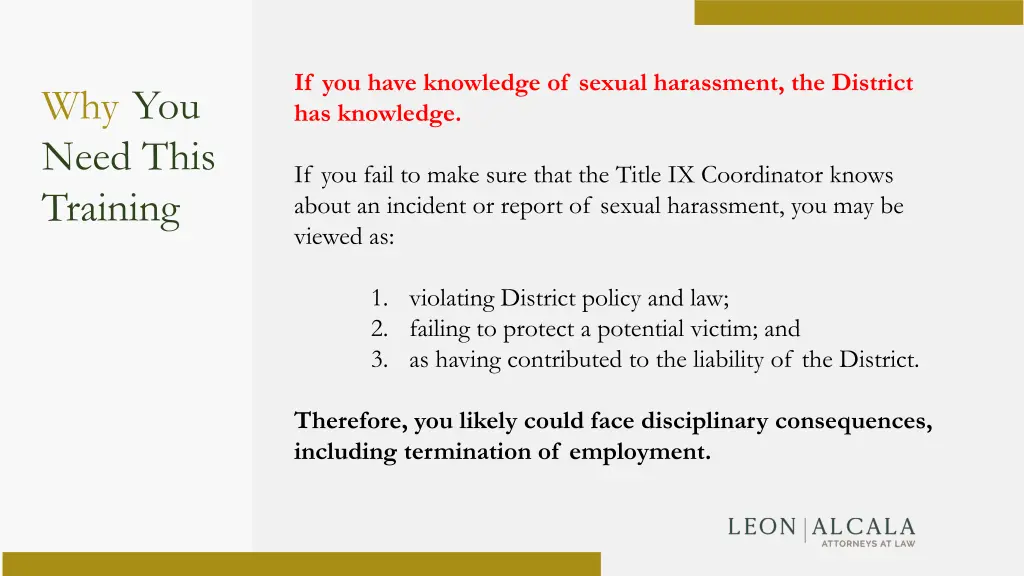 if you have knowledge of sexual harassment