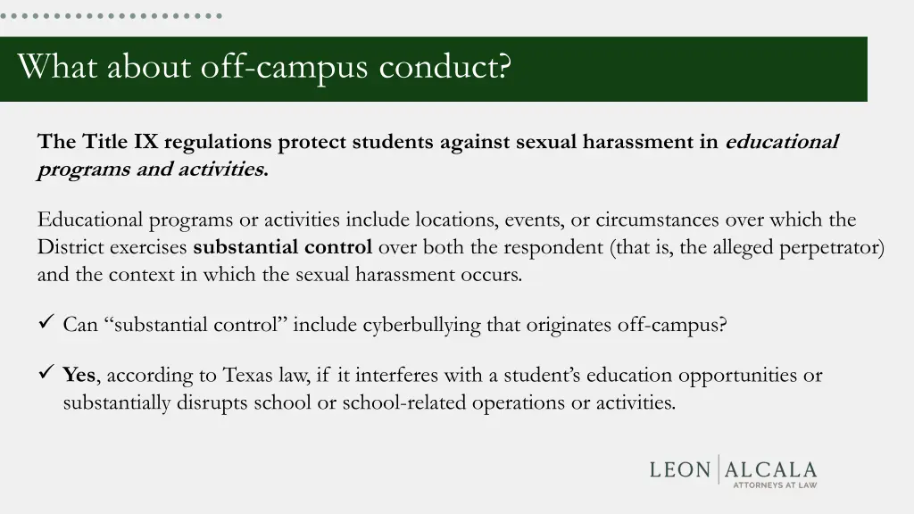 what about off campus conduct