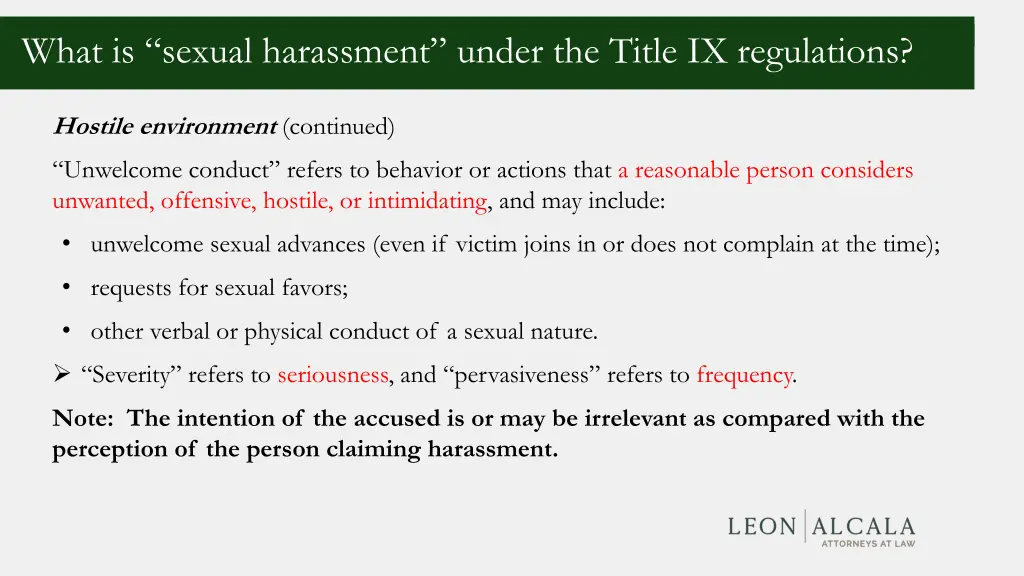 what is sexual harassment under the title