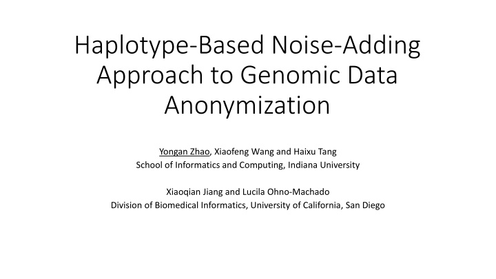 haplotype based noise adding approach to genomic