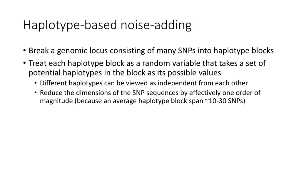 haplotype based noise adding