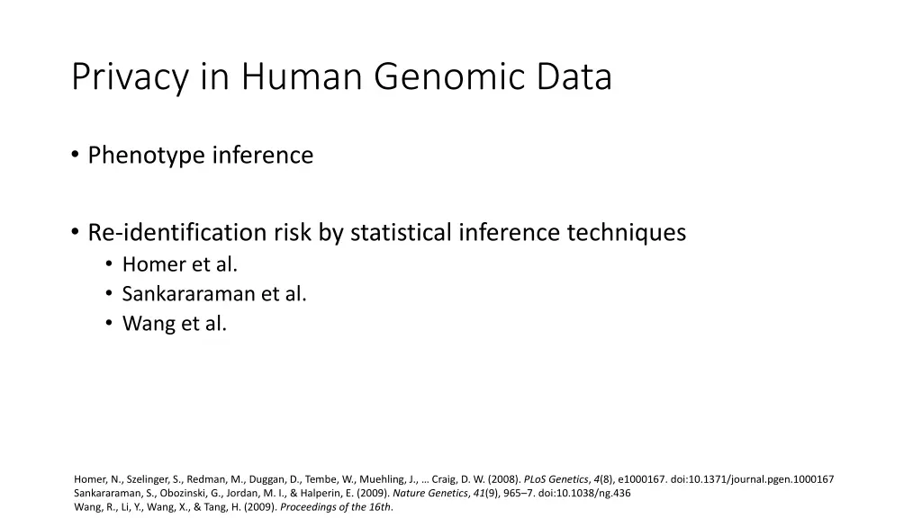 privacy in human genomic data