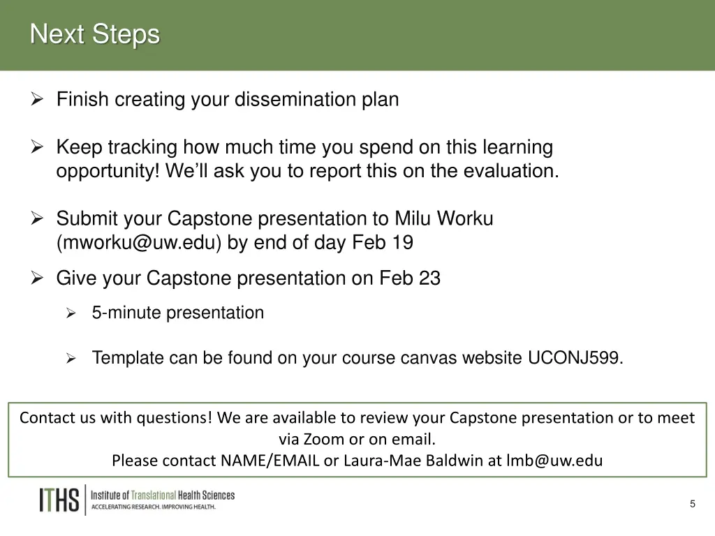 next steps
