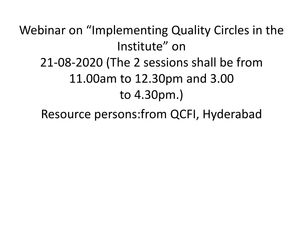 webinar on implementing quality circles