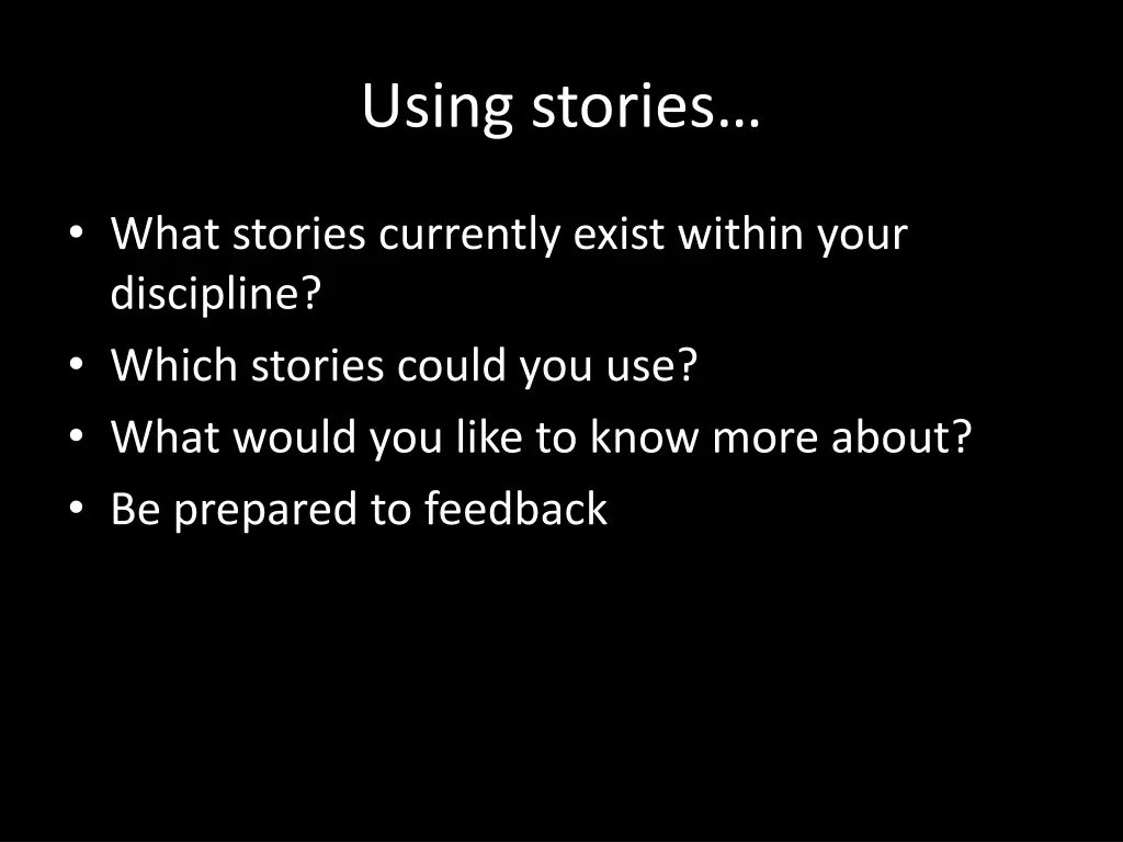 using stories