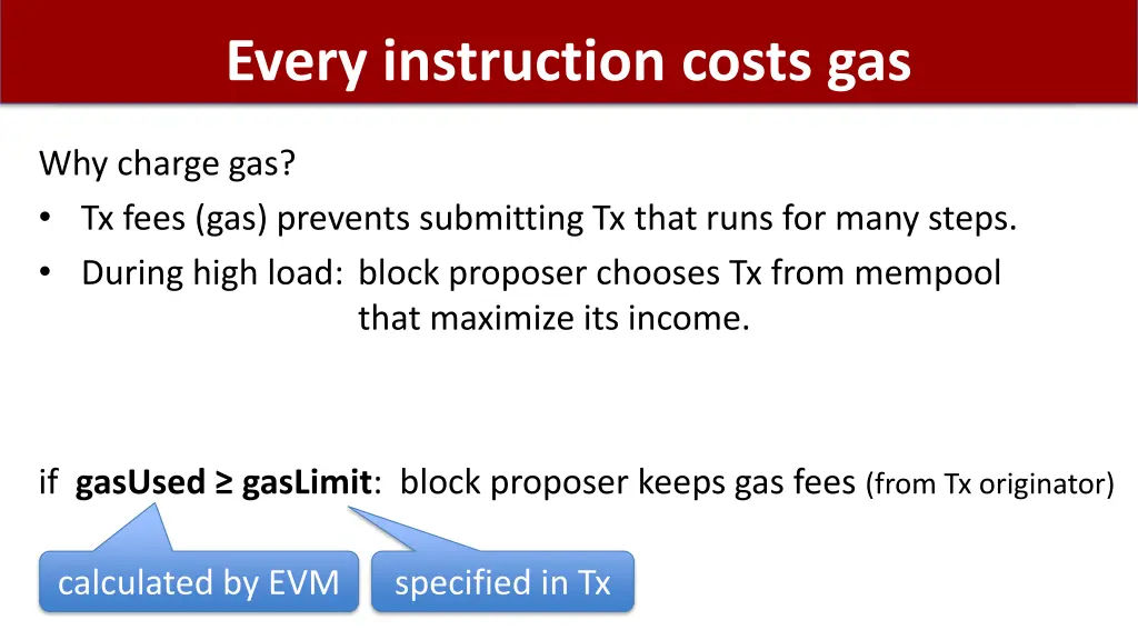 every instruction costs gas