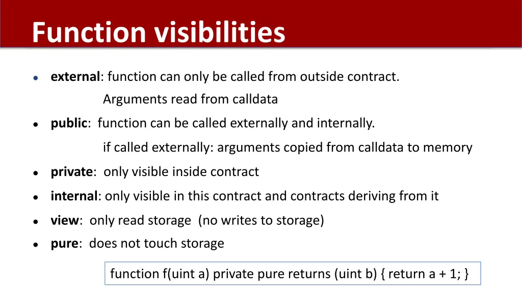 function visibilities