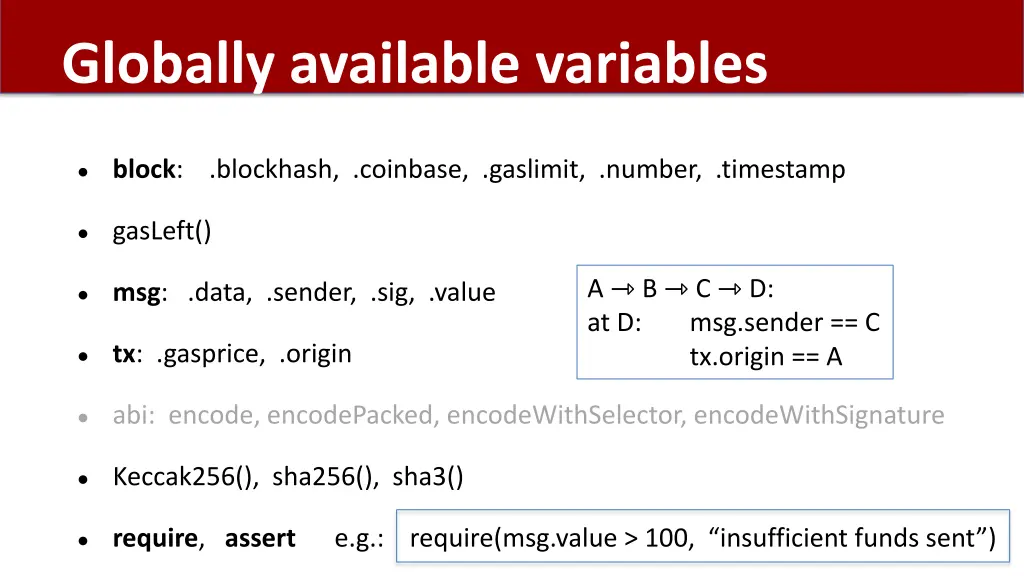 globally available variables