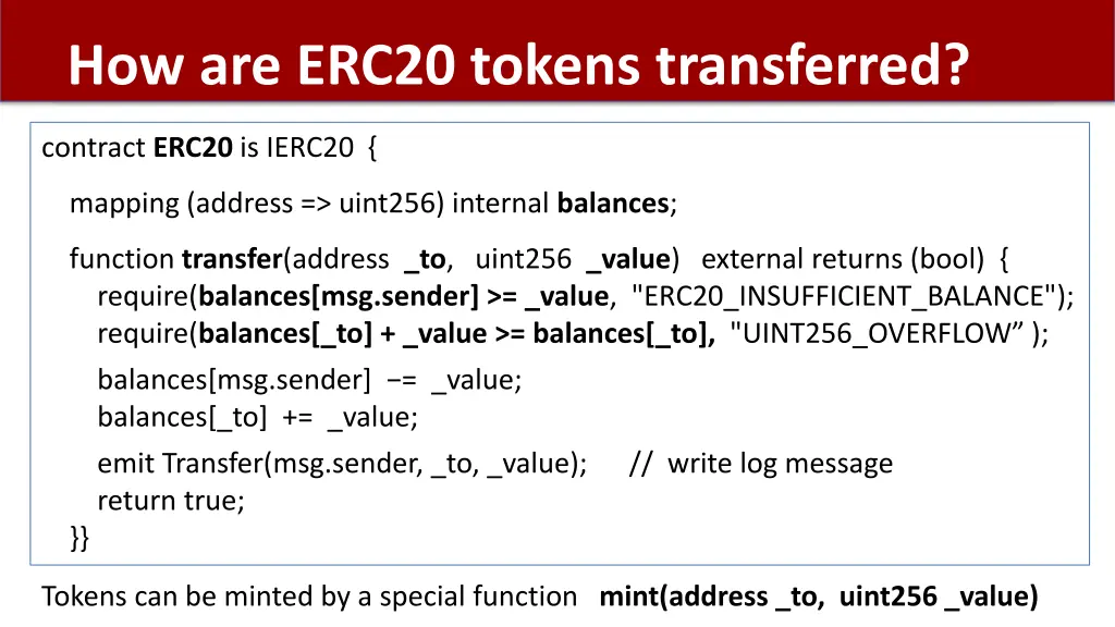 how are erc20 tokens transferred