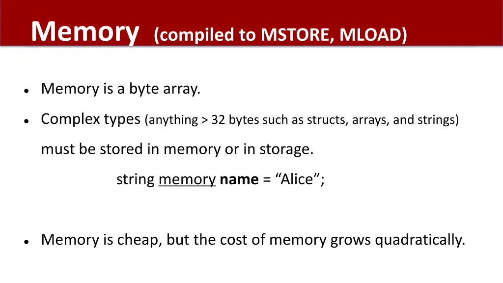 memory compiled to mstore mload