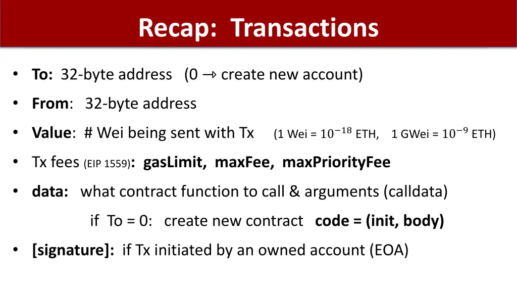 recap transactions
