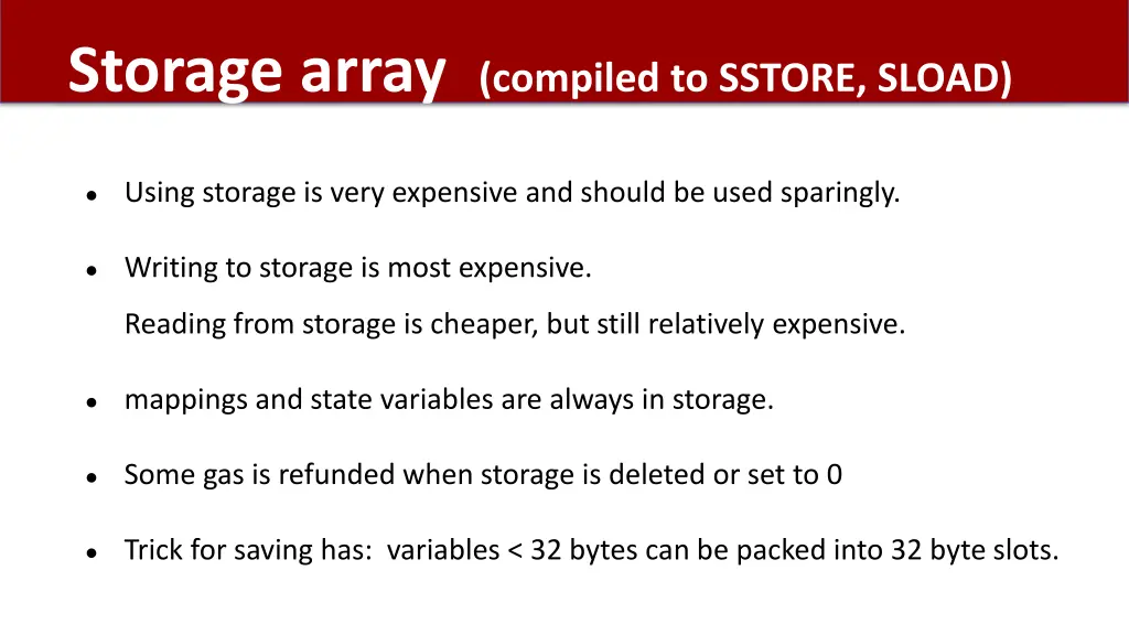 storage array compiled to sstore sload