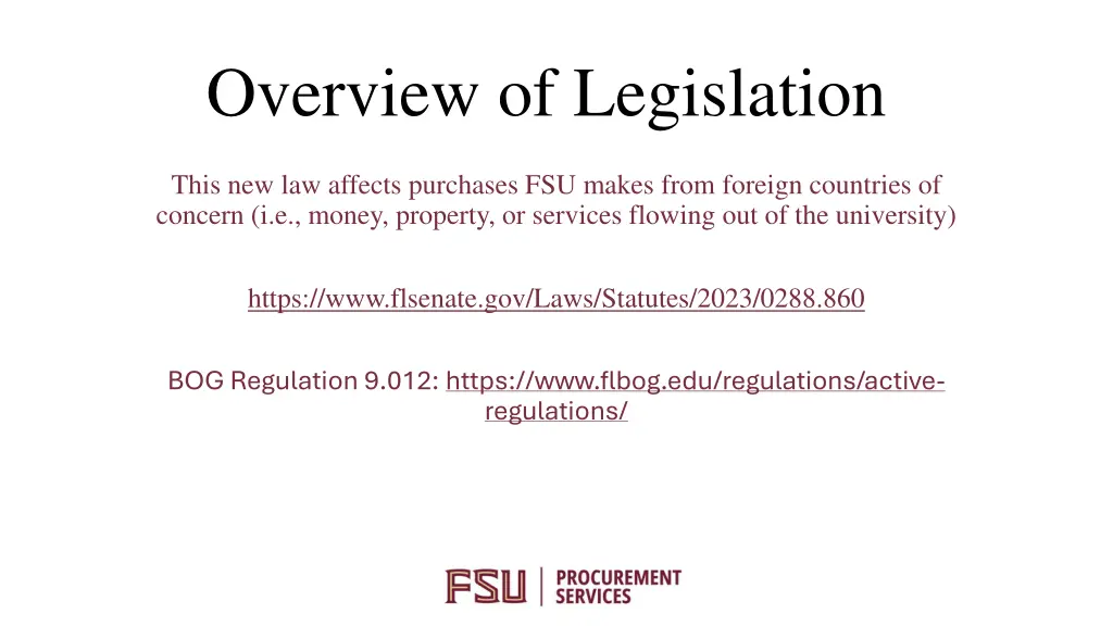 overview of legislation