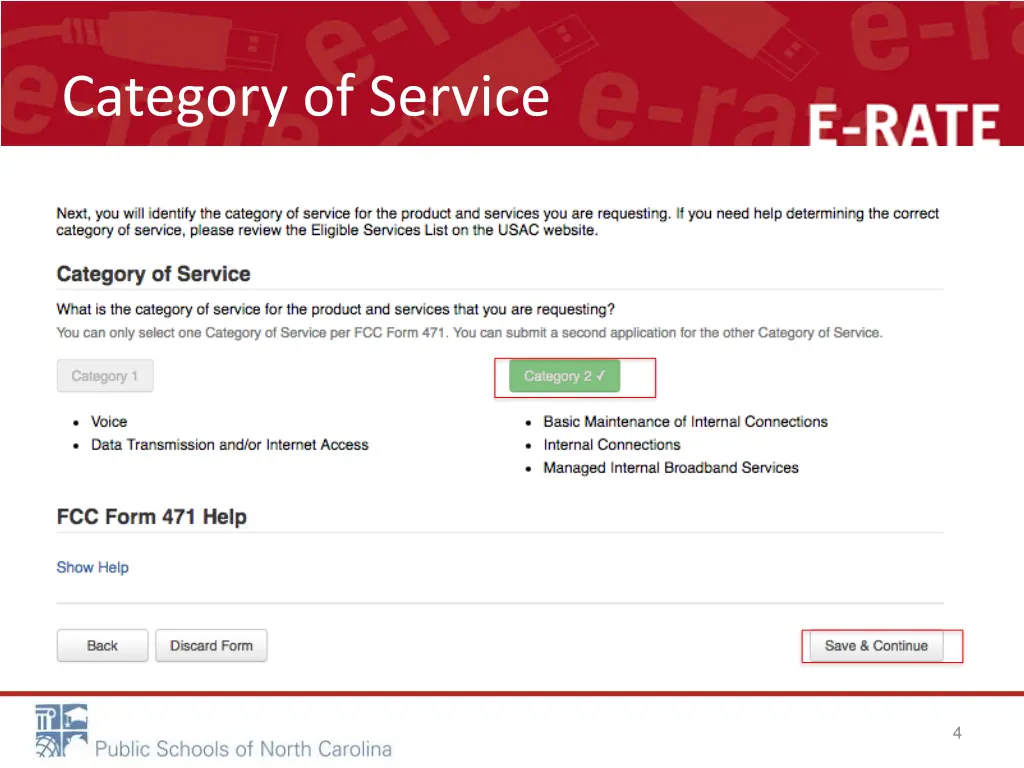 category of service