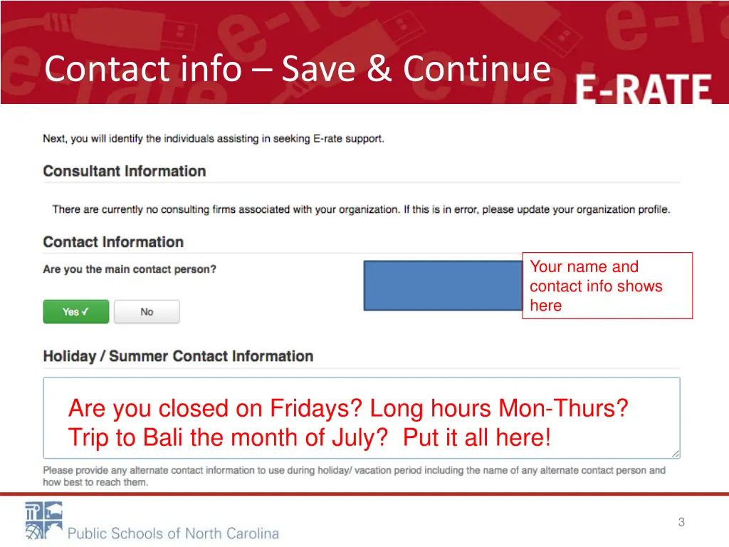 contact info save continue