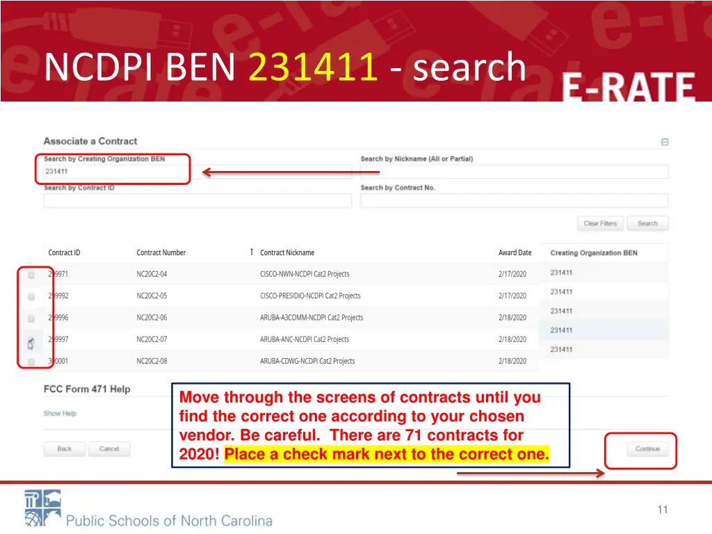 ncdpi ben 231411 search
