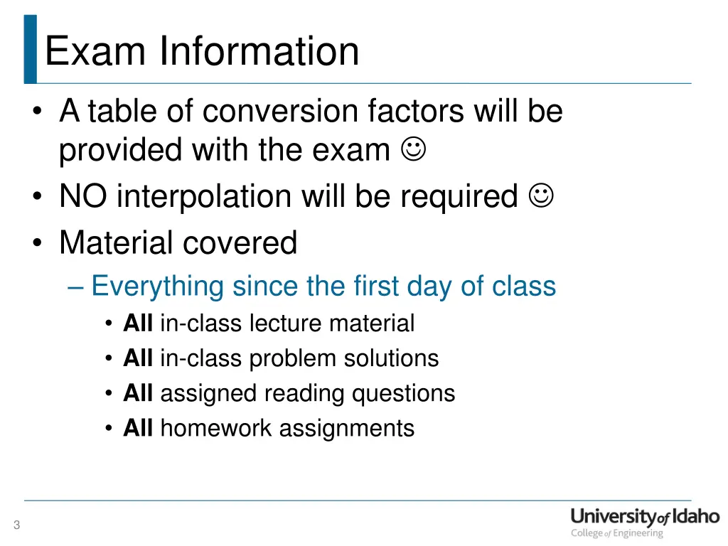 exam information