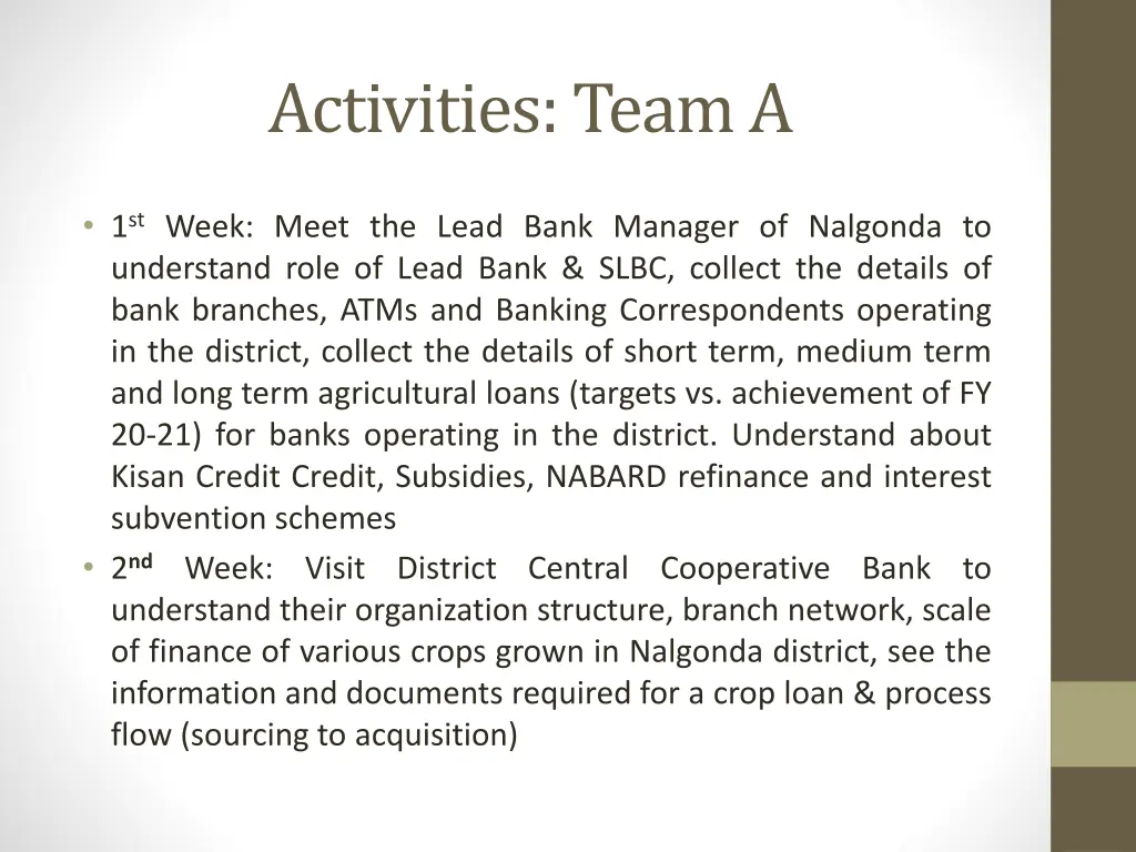 activities team a