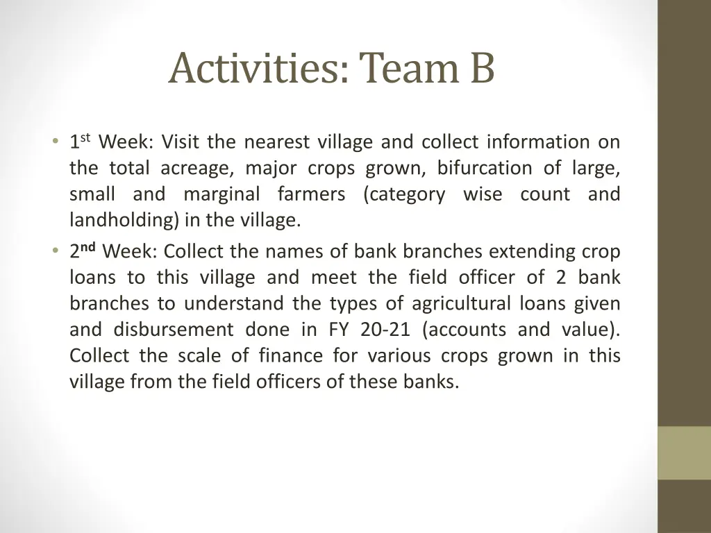 activities team b