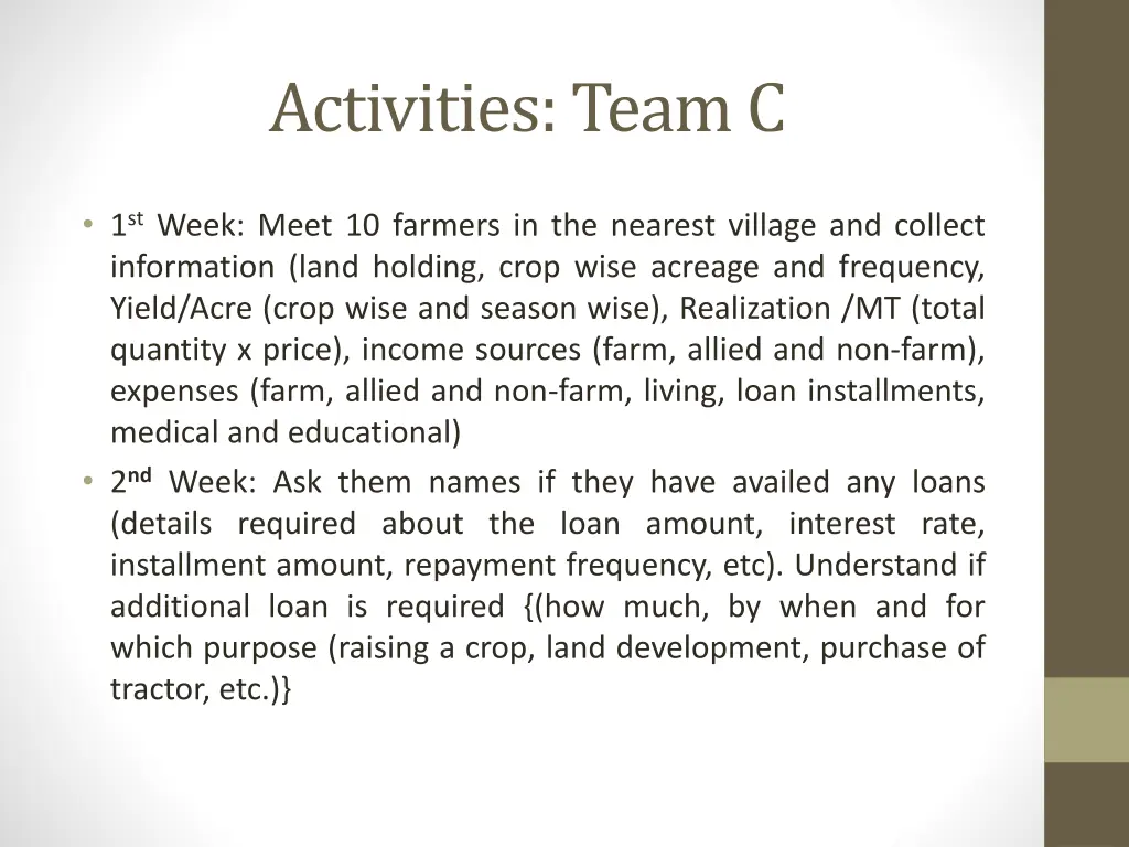 activities team c
