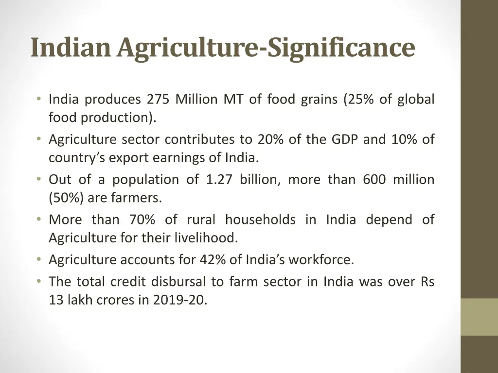 indian agriculture significance