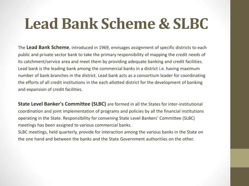 lead bank scheme slbc