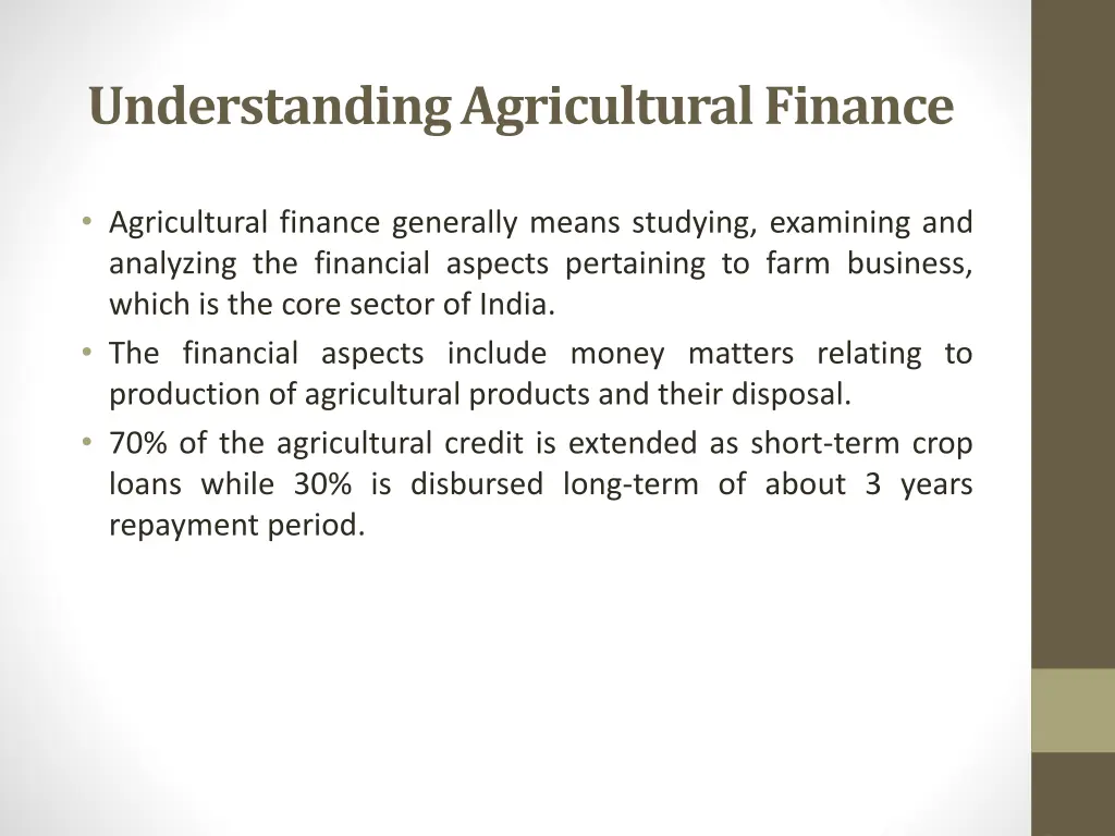 understanding agricultural finance