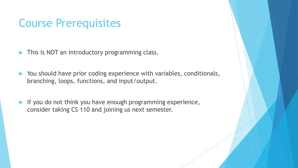 course prerequisites