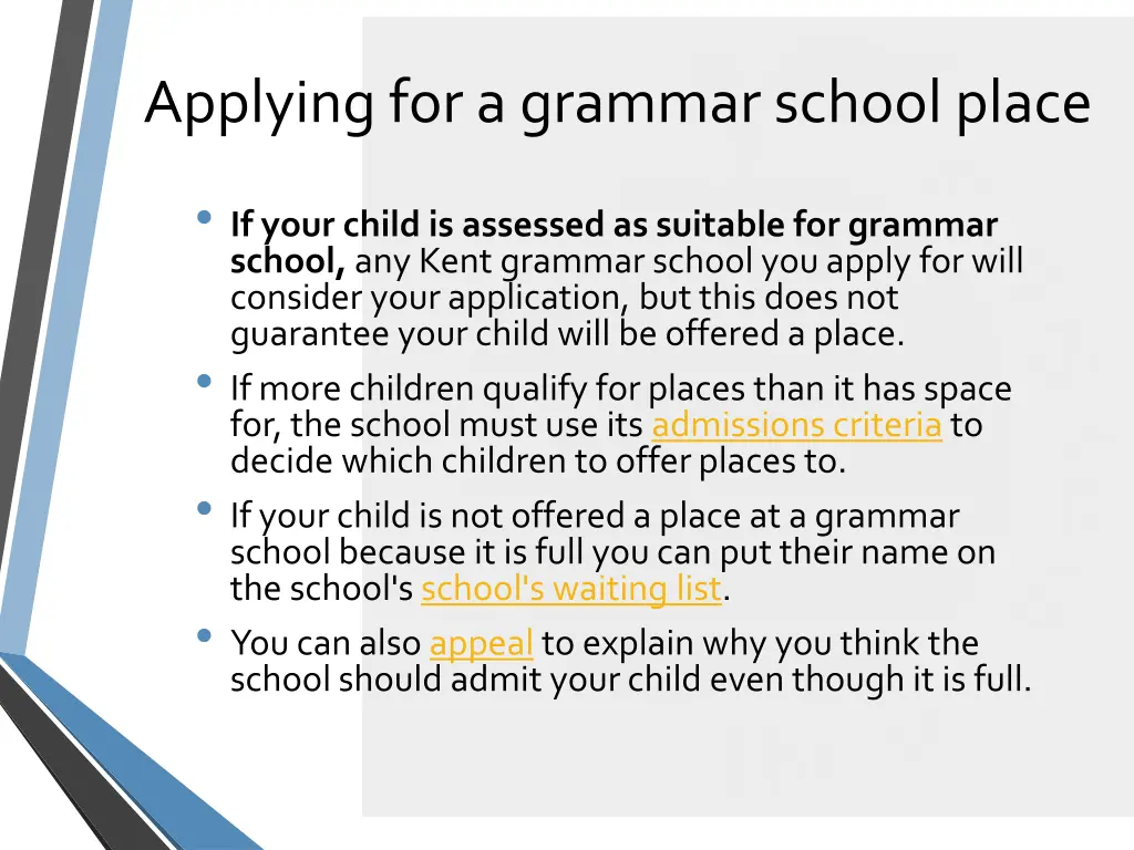 applying for a grammar school place
