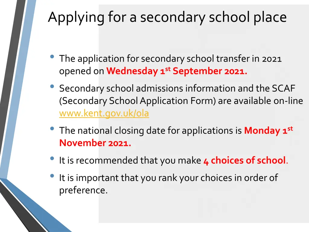 applying for a secondary school place