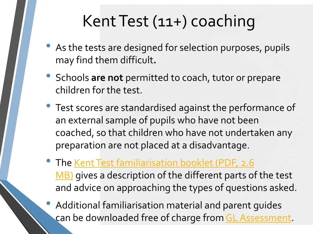 kent test 11 coaching as the tests are designed