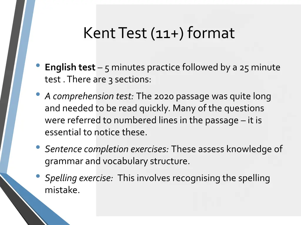 kent test 11 format 1