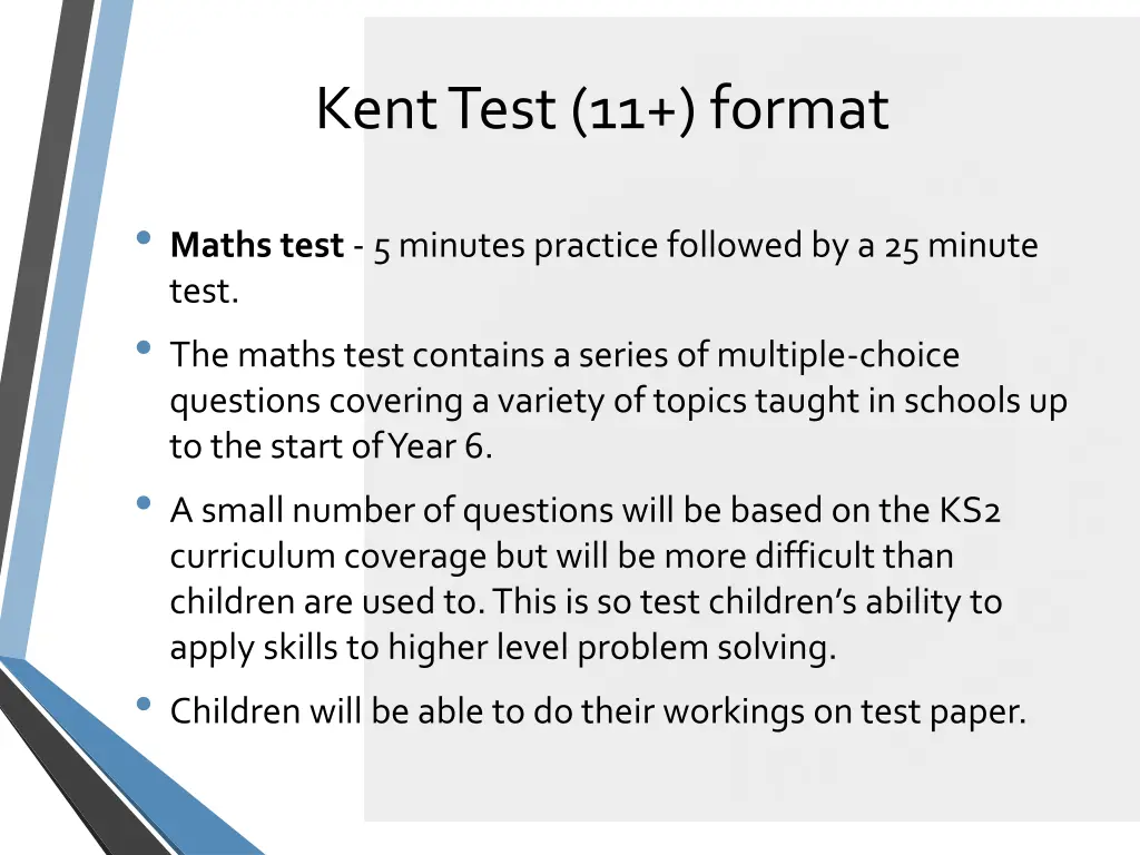kent test 11 format 2