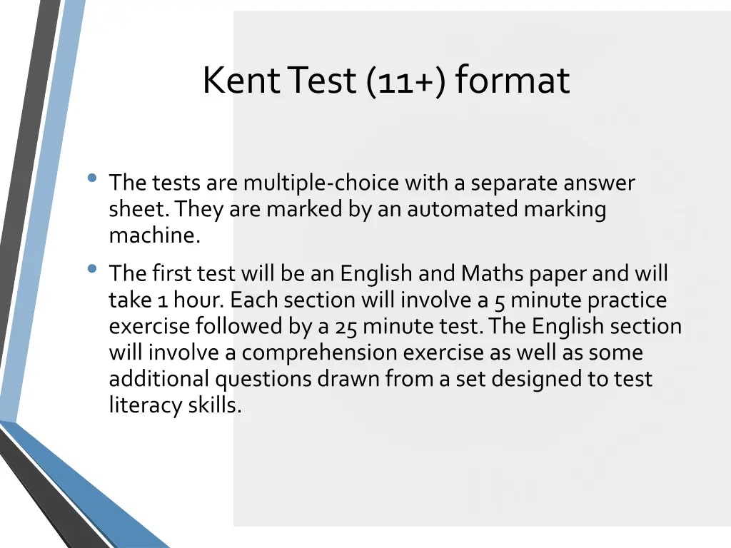 kent test 11 format