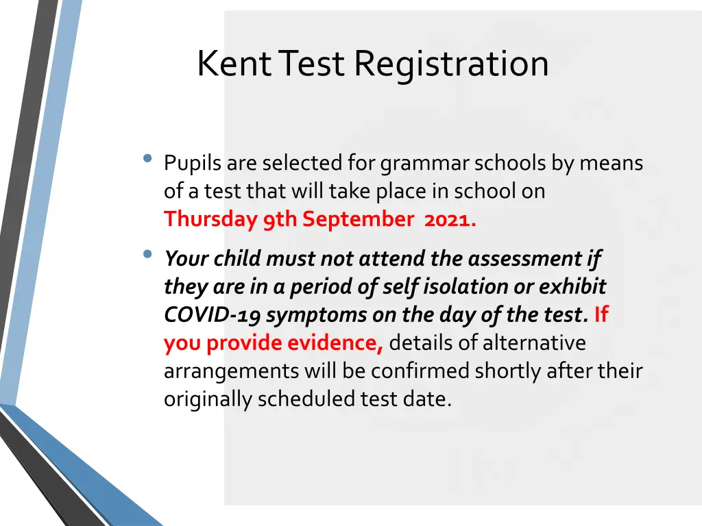 kent test registration