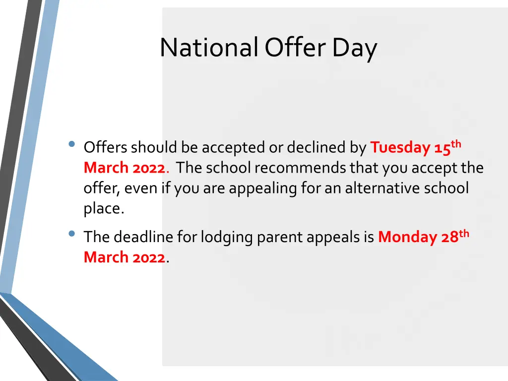 national offer day 1