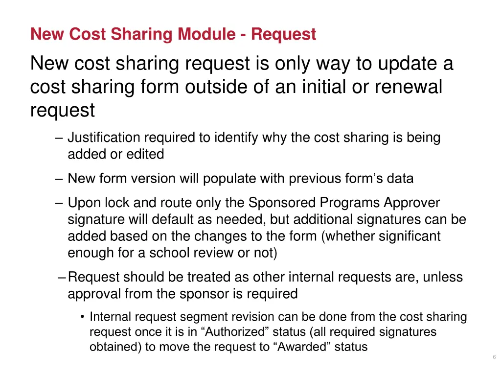 new cost sharing module request new cost sharing