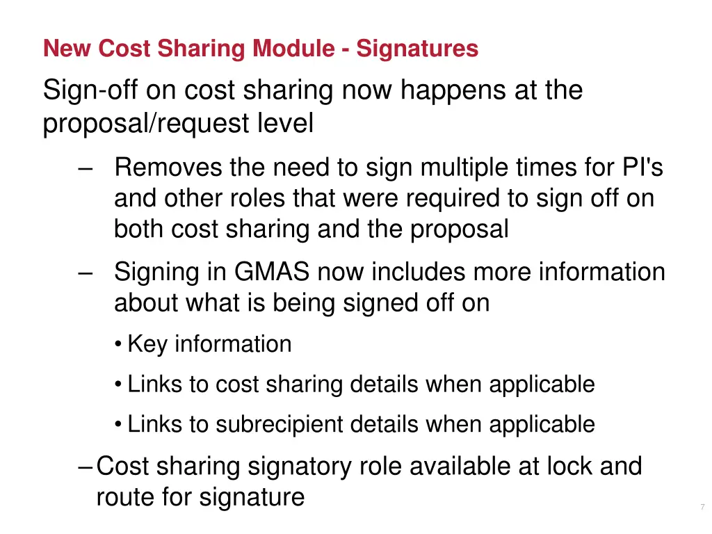 new cost sharing module signatures sign