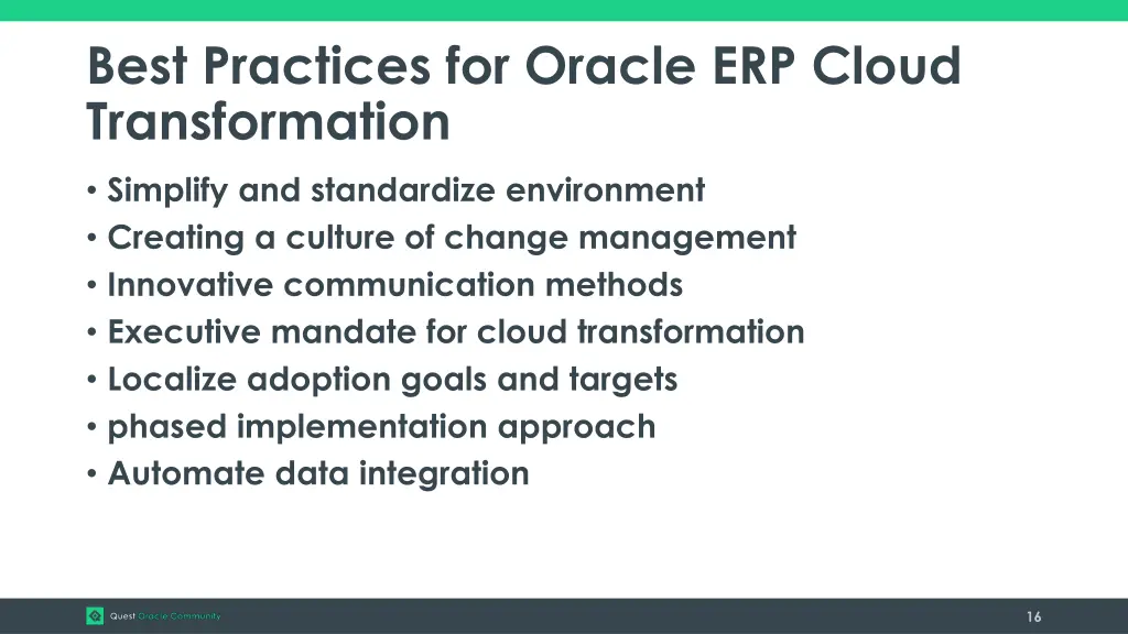 best practices for oracle erp cloud transformation