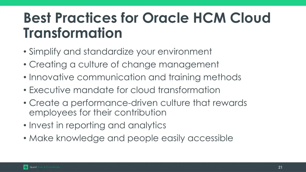 best practices for oracle hcm cloud transformation